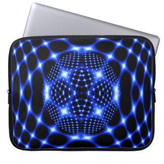 Neon blue glob fractal laptop sleeve