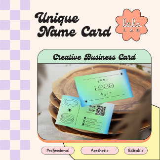 Neon Blue Gradient Trendy Editable Business Card