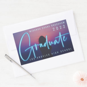 Neon Blue Graduate Photo Sticker