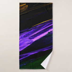 Neon blue, green and purple creative abstract hand bath towel