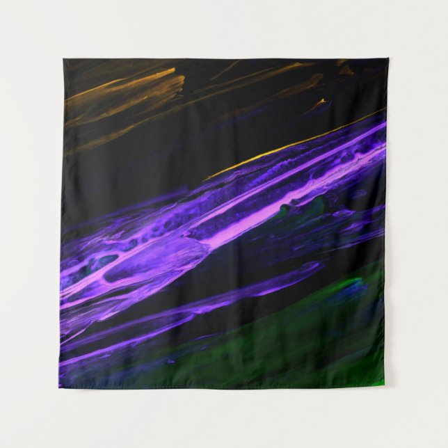 Neon blue, green and purple creative abstract hand tapestry (Front)
