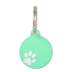 neon blue green paw print tag animal pet