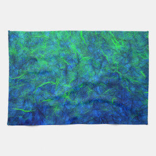Neon blue green psychedelic Japanese rice paper Kitchen Towel