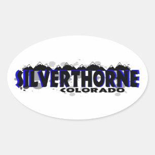 Neon blue grunge Silverthorne Colorado Oval Sticker