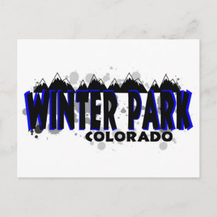 Neon blue grunge Winter Park Colorado Postcard