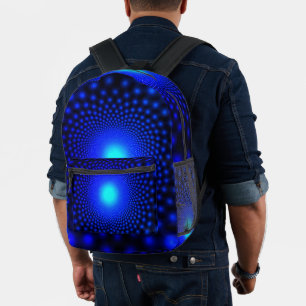 Neon Blue Lights on Black Backpack