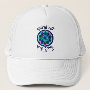 Neon Blue Mandala & Stoic Quote Design Trucker Hat