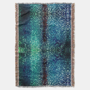 Neon blue mosaic style over rough hammered glass throw blanket