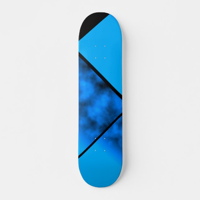 Neon Blue Night Sky With Black Customizable Deck 0 Skateboard (Front)
