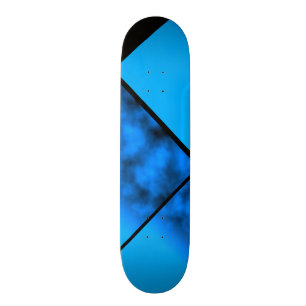 Neon Blue Night Sky With Black Customizable Deck 0 Skateboard