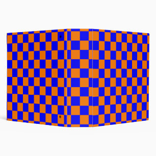 Neon Blue Orange Chequered Chequerboard Vintage Binder