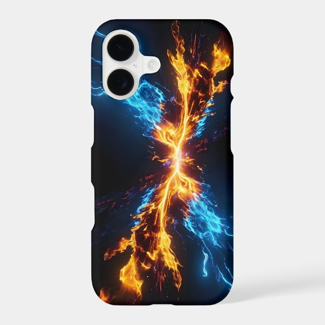 Neon Blue Orange Fire Plasma Flame Abstract (Back)