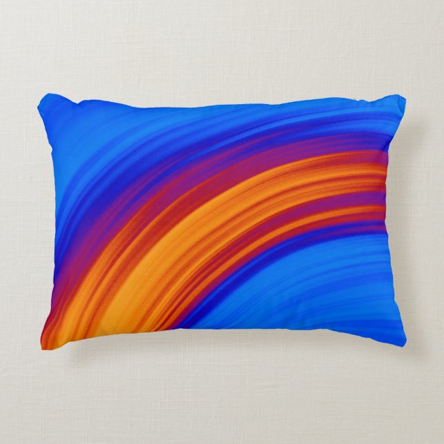 Neon Blue Orange Red Yellow Accent Pillow (Front)
