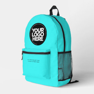 Neon Blue Personalized Corporate Logo and Text Printed Backpack