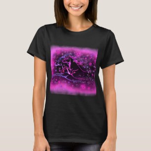 Neon Blue Pink Pair Horses T-Shirt Running