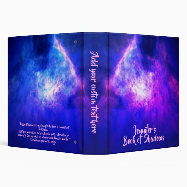 Neon Blue Pink Space Nebula Book of Shadows Binder (Background)