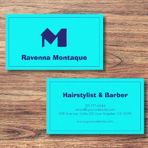 Neon Blue Premium Personalized Monogram Name Business Card