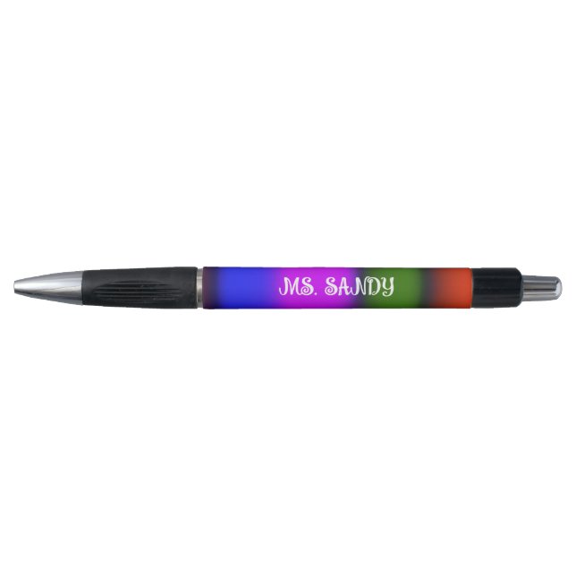 Neon Blue, Purple, Green, Orange Monogram Pen (Front)