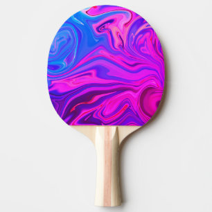 Neon Blue Purple Pink Abstract Pattern Ping Pong Paddle
