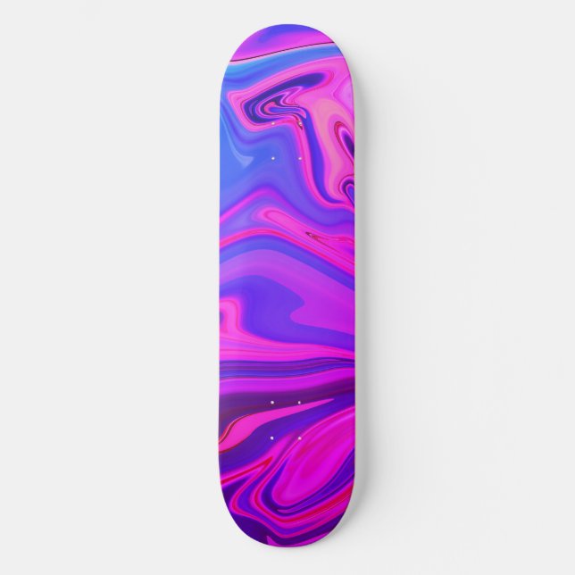 Neon Blue Purple Pink Abstract Pattern Skateboard (Front)