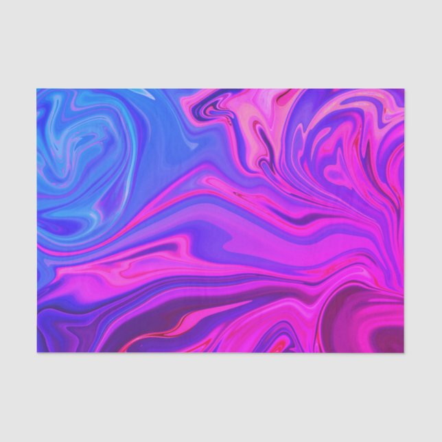 Neon Blue Purple Pink Abstract Pattern Tissue Paper (Front)