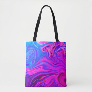 Neon Blue Purple Pink Abstract Pattern Tote Bag
