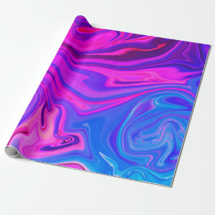 Neon Blue Purple Pink Abstract Pattern  Wrapping Paper