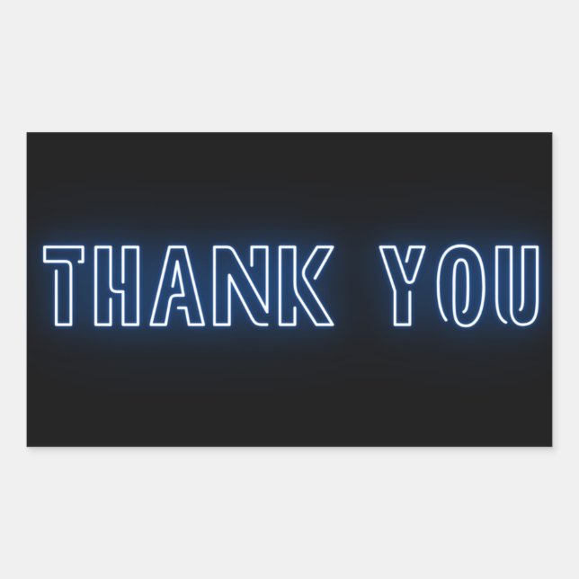 Neon Blue Sign Trendy Thank You Sticker (Front)