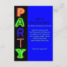 NEON BLUE SIGNS Bar Bat Mitzvah Party Card