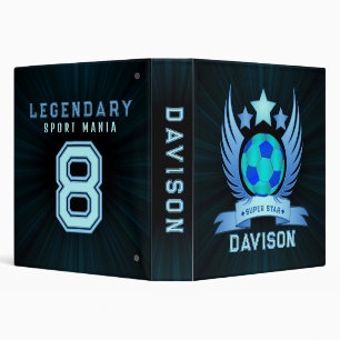 Neon Blue Soccer Ball   Cool Custom Gifts For Boys Binder