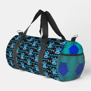 Neon Blue Soccer Ball Cool Custom Gifts For Boys Duffle Bag
