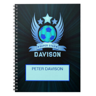 Neon Blue Soccer Ball Cool Custom Gifts For Boys Notebook