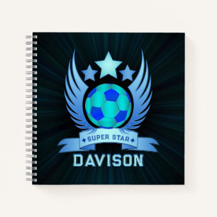 Neon Blue Soccer Ball Cool Sport Gifts For Boys Notebook