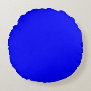 Neon Blue Solid Color Round Pillow
