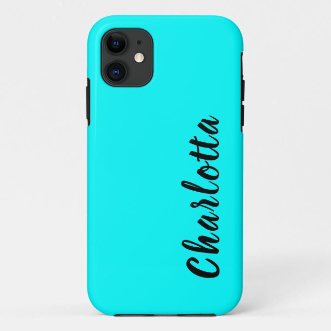 Neon Blue Solid Colour | Custom Personalize Case-Mate iPhone Case (Back)