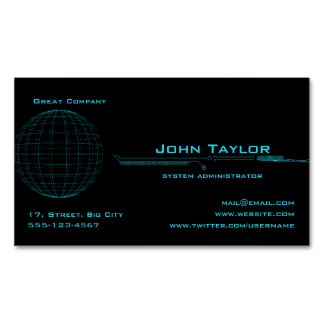 Neon Blue Sphere Cyber Magnetic Business Card