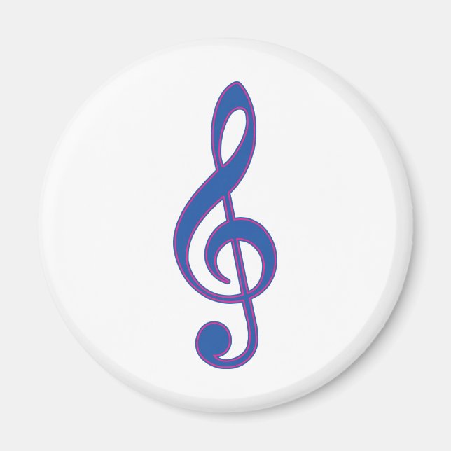 Neon Blue Treble Clef Magnet (Front)