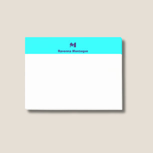 Neon Blue Trendy Personalized Name Letter Monogram Post-it Notes