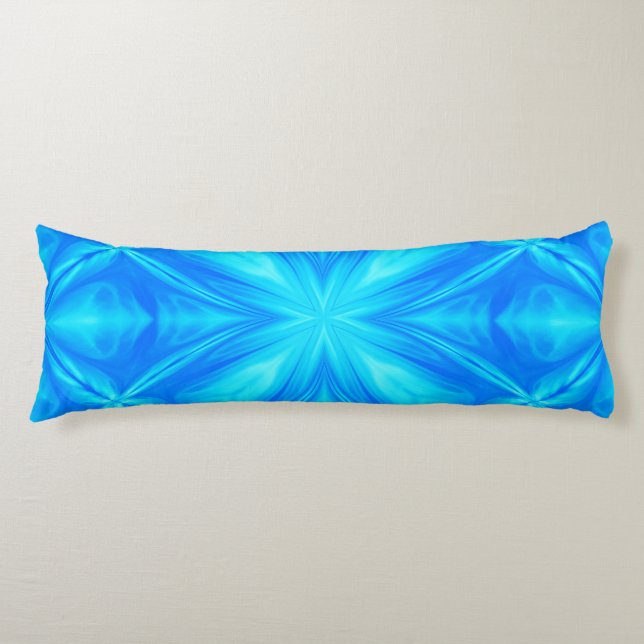 Neon Blue Turquoise Psychedelic Cloudy Abstract Body Pillow (Front)