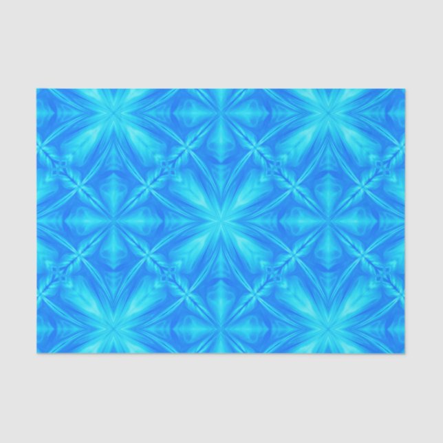 Neon Blue Turquoise Psychedelic Cloudy Abstract Tissue Paper (Front)