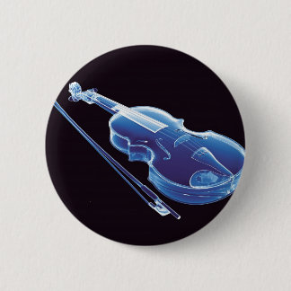 Neon Blue Violin 2 Inch Round Button