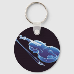 Neon Blue Violin Keychain