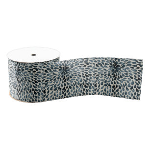 Neon blue watercolor waterdrops grosgrain ribbon