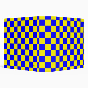 Neon Blue Yellow Chequered Chequerboard Vintage Binder