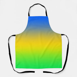  Neon blue, yellow, green gradient, ombre. Apron