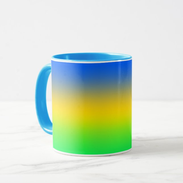  Neon blue, yellow, green gradient, ombre. Mug (Front Left)