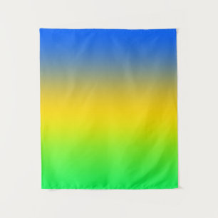  Neon blue, yellow, green gradient, ombre. Tapestry