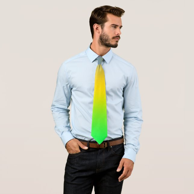  Neon blue, yellow, green gradient, ombre. Tie (In Situ)