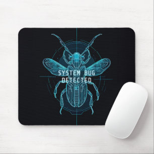 Neon Blueprint System Bug Programmer Desk Mouse Pad