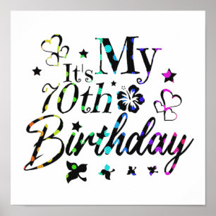 neon bokeh textured it's my 70th birthday poster